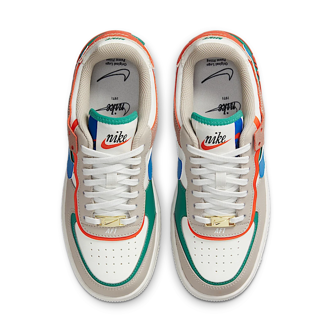 Nike Air Force 1 Low Shadow Sail Signal Blue Green, Sail/Signal Blue/Green Noise/Cream (CI0919-109)