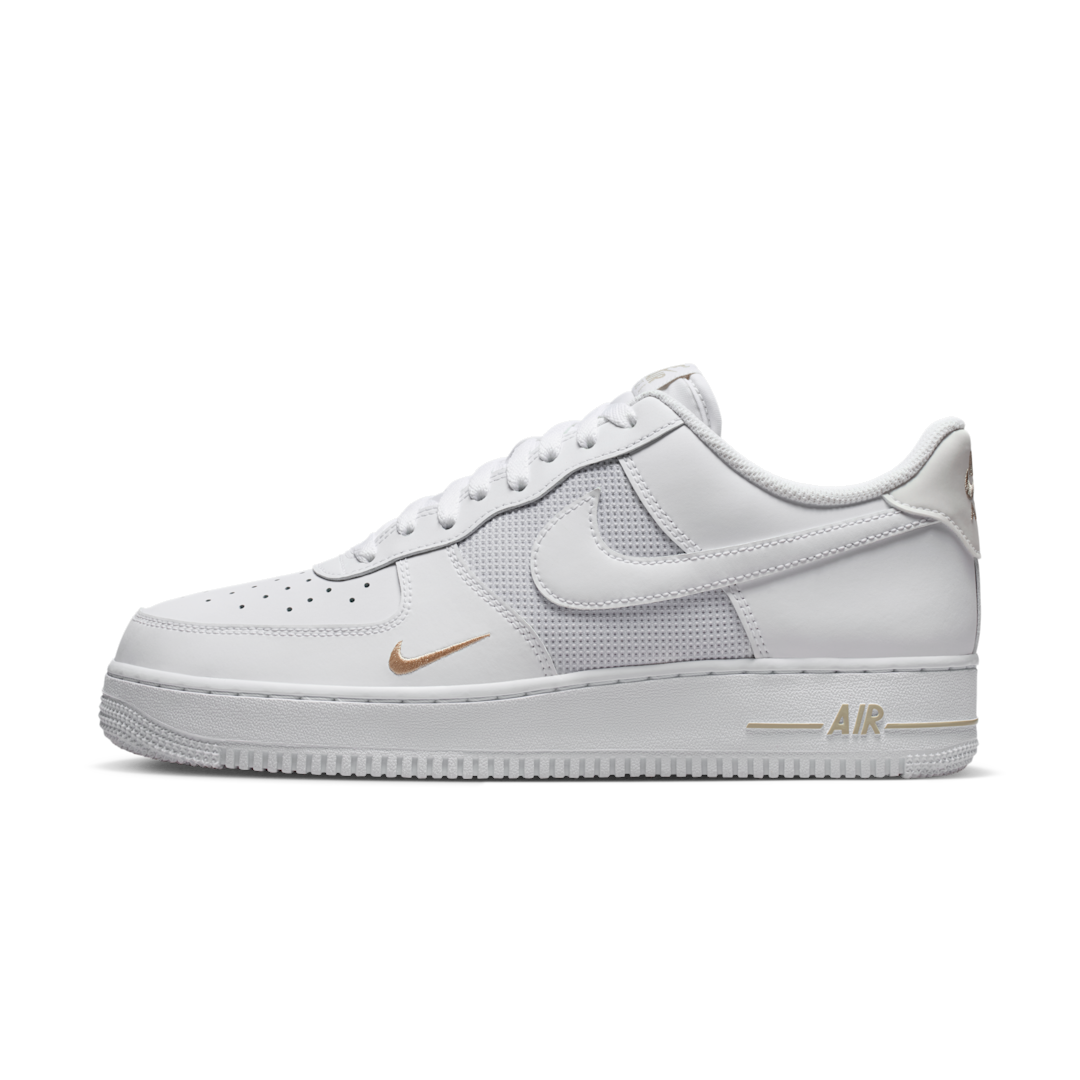 Nike Air Force 1 Low White Desert Khaki Mini Swoosh, White/Metallic Silver/Desert Khaki (IO1283-100)