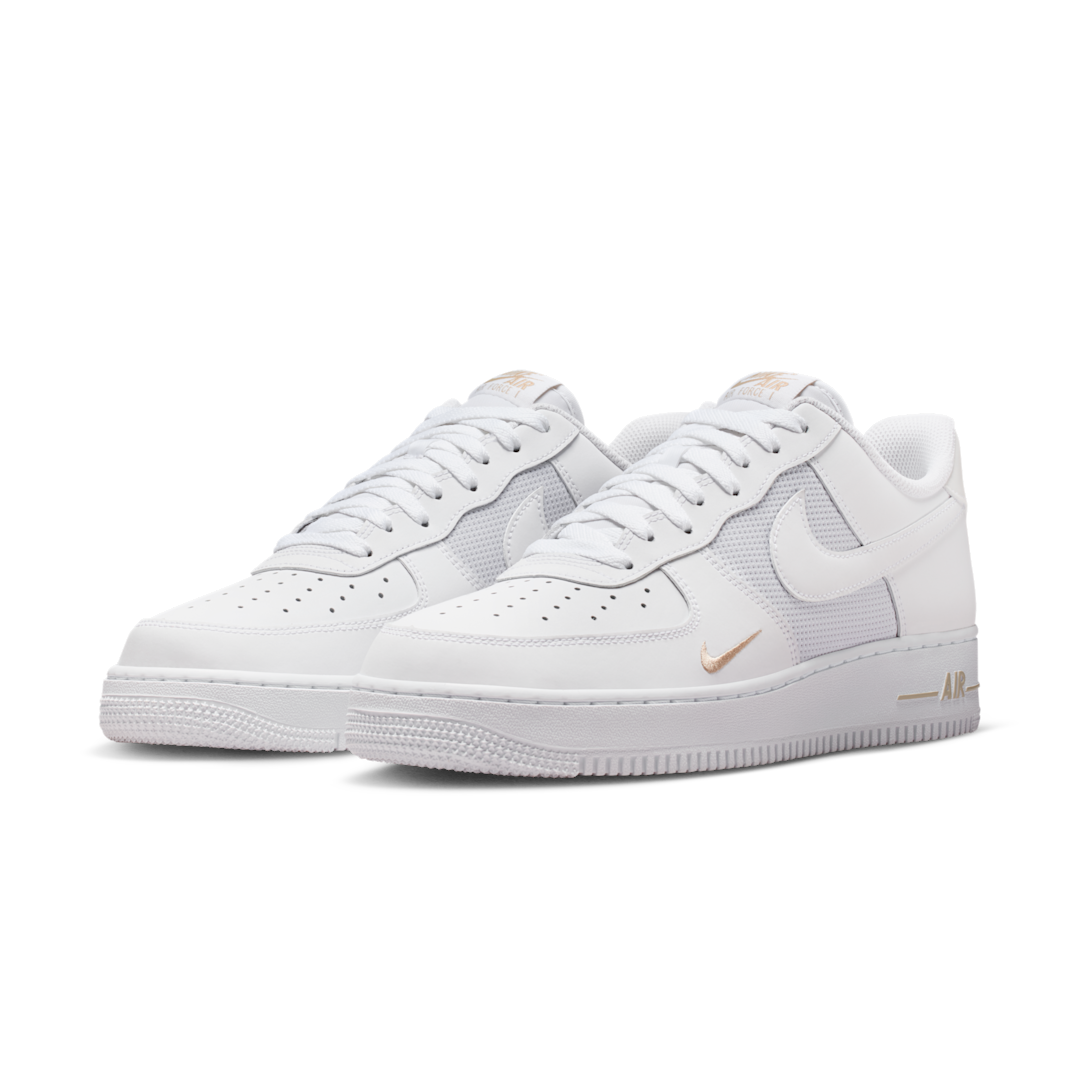 Nike Air Force 1 Low White Desert Khaki Mini Swoosh, White/Metallic Silver/Desert Khaki (IO1283-100)