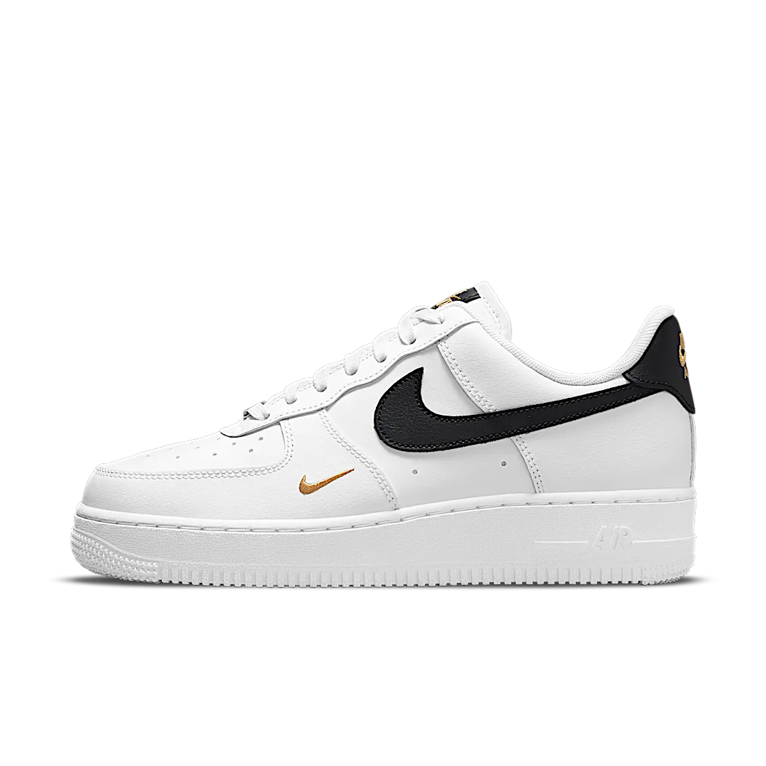 Nike Air Force 1 Low '07 Essential White Black Gold Mini Swoosh, White/Black-White-Black (CZ0270-102)