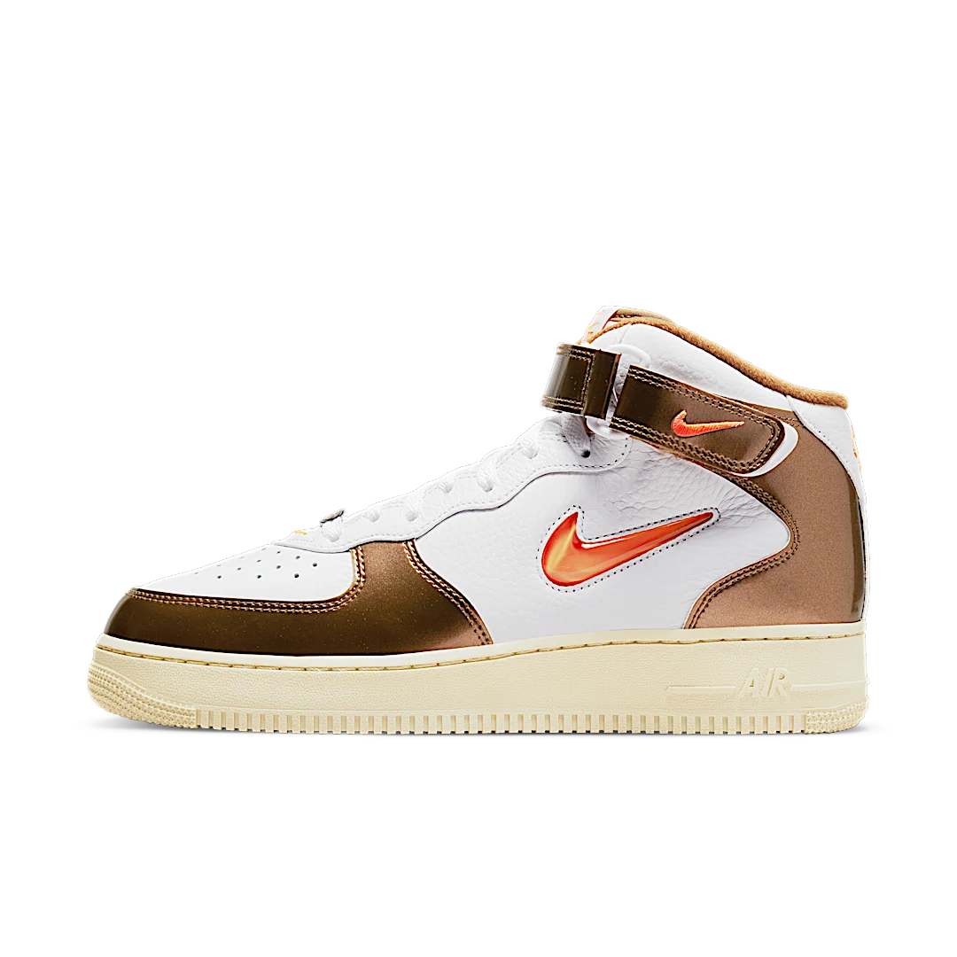 Nike Air Force 1 Mid QS Jewel Ale Brown, White/Total Orange-Ale Brown-Beach (DH5623-100)