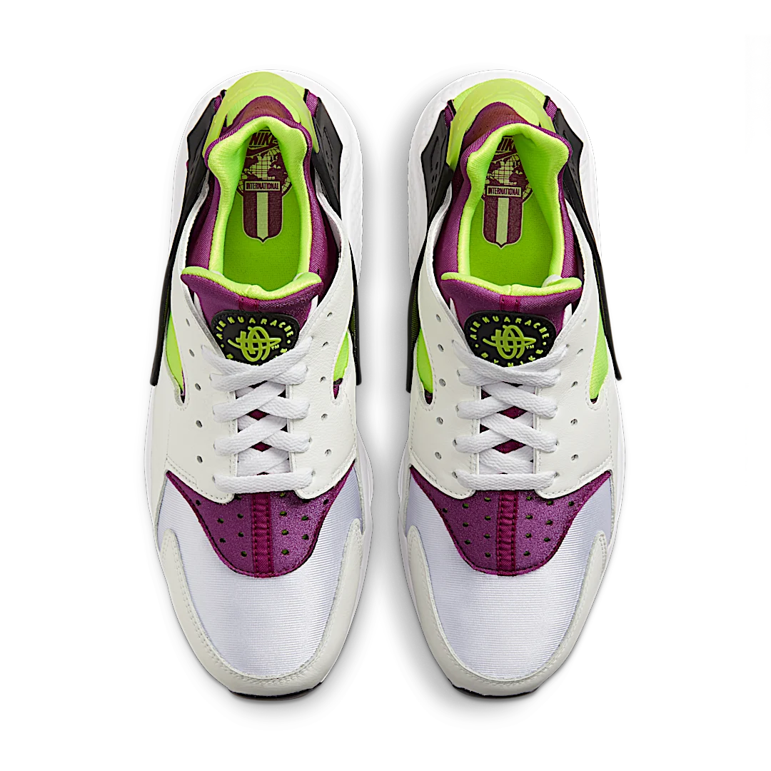 Nike Air Huarache Run Neon Yellow Magenta (2021), White/Neon Yellow-Magenta-Black (DD1068-104)