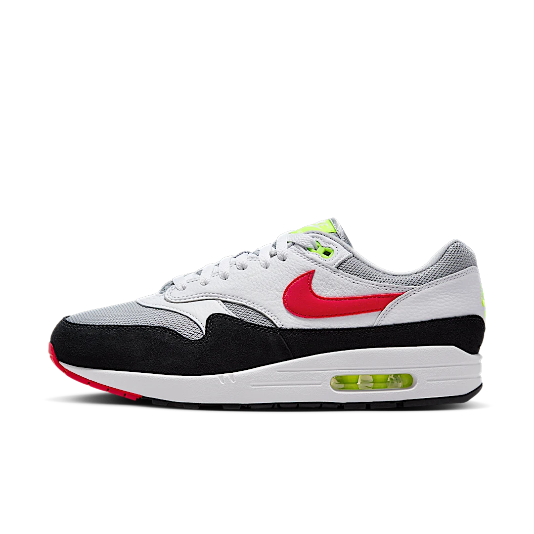 Nike Air Max 1 Chili Volt, White/University Red/Black/Volt/Neutral Grey (HF0105-100)