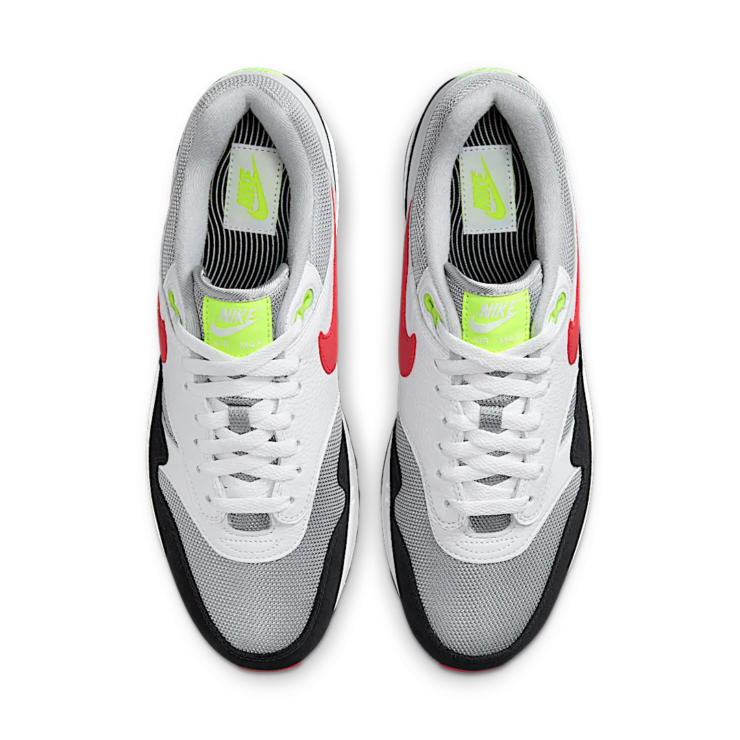 Nike Air Max 1 Chili Volt, White/University Red/Black/Volt/Neutral Grey (HF0105-100)