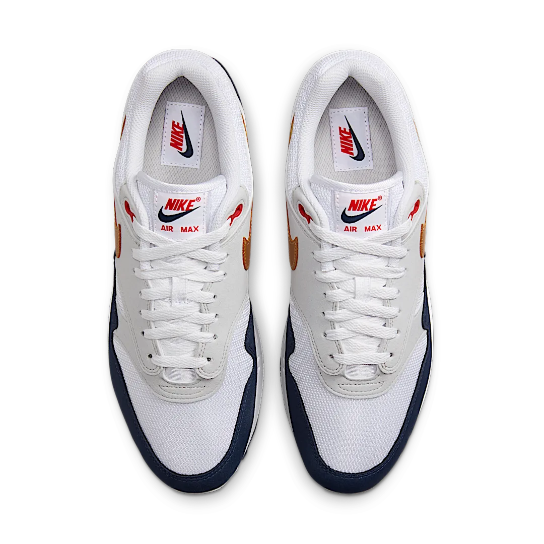 Nike Air Max 1 Olympic, Obsidian/White/Light Smoke Grey/Metallic Gold (HM9604-400)