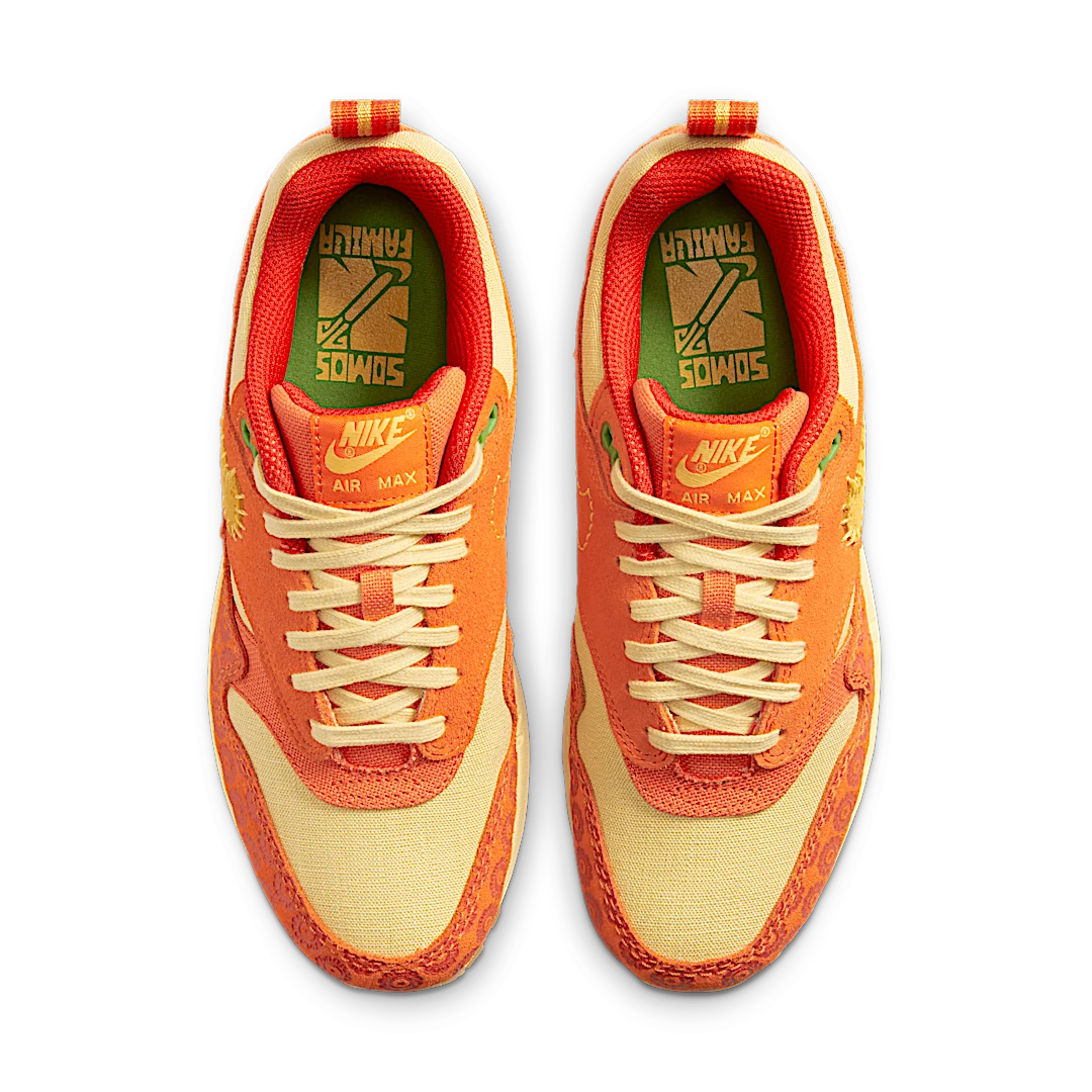 Nike Air Max 1 PRM Somos Familia, Orange/Cream/Yellow-Green (DZ5352-847)