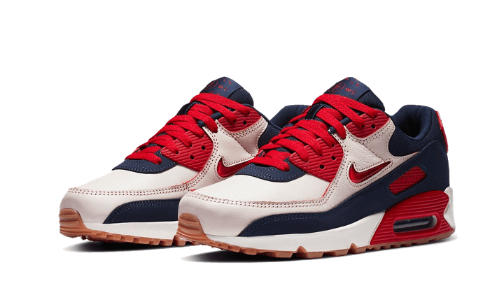 Nike Air Max 90 Home & Away Red, Sail/University Red-Black-Gum Medium Brown (CJ0611-101)