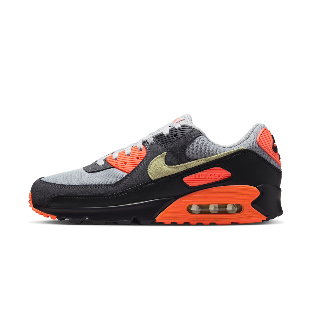 Nike Air Max 90 Light Smoke Grey Hyper Crimson Limelight, Light Smoke Grey/Hyper Crimson/Black/Limelight (DM0029-018)