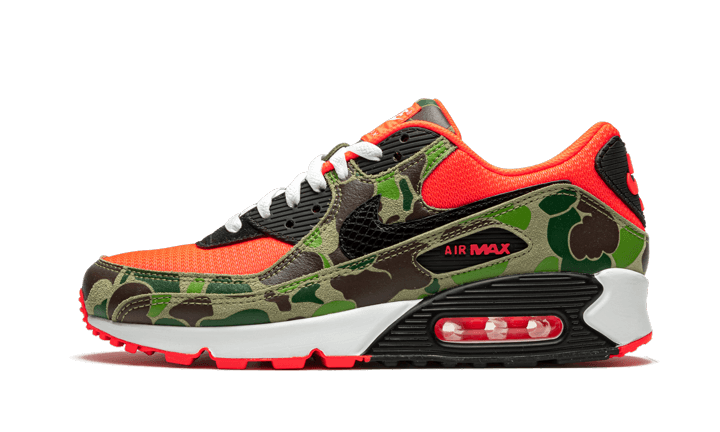 Nike Air Max 90 Reverse Duck Camo (2020), Infrared/Black-Dark Sage-Baroque Brown (CW6024-600)