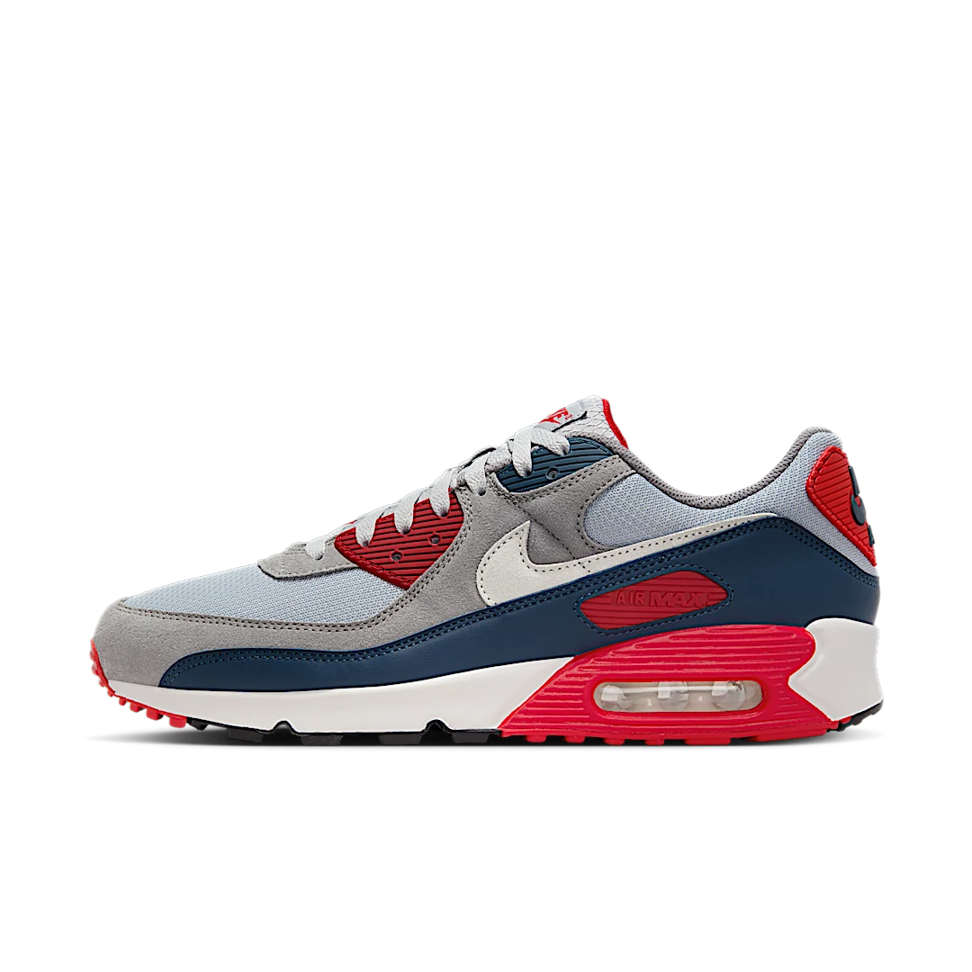 Nike Air Max 90 USA (2024), Light Smoke Grey/Phantom Armory/Navy Fire/Red Flat/Pewter Black (DM0029-005)