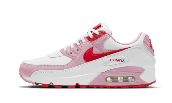 Nike Air Max 90 Valentine's Day (2021), White/University Red-Tulip Pink-White (DD8029-100)