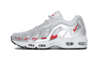 Nike Air Max 96 Supreme Silver Bullet, Metallic Silver/Speed Red-Clear (CV7652-001)