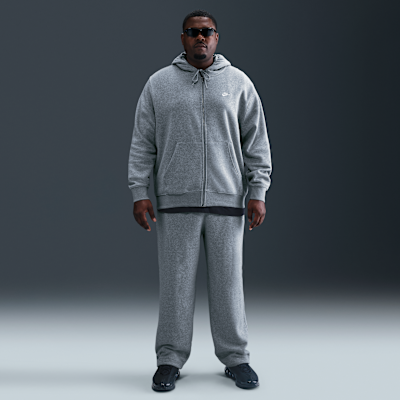 Nike Club Full-Zip Fleece Hoodie Dark Grey Heather/Light Smoke Grey/White