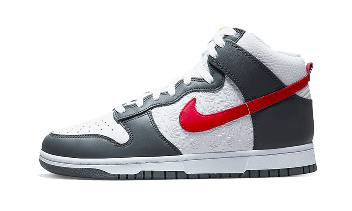 Nike Dunk High Embossed Basketball Grey Red, Grey/White-University Red (FD0668-001)