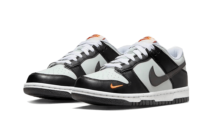 Nike Dunk Low Black Bright Mandarin Mini Swoosh, Black/Light Silver/Bright Mandarin/Medium Ash (FN7784-001)