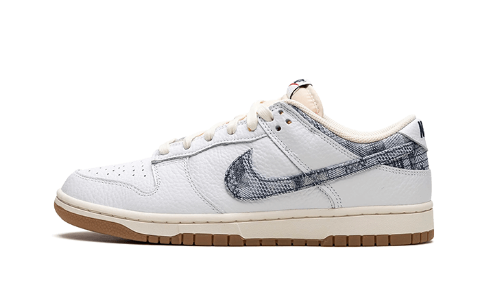 Nike Dunk Low New Americana Washed Denim, White/Midnight Navy-Gym Red-Sail (FN6881-100)