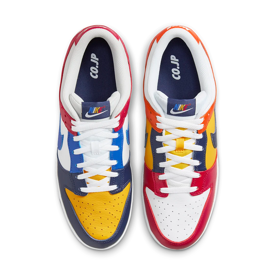 Nike Dunk Low QS CO.JP What The (2024), Midnight Navy/Varsity Maize/Varsity Red/Neutral Grey/Varsity Royal/Orange Blaze (IB2051-400)