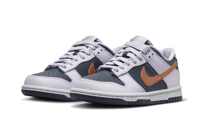 Nike Dunk Low SE Copper Swoosh, Thunder Blue/Barely Grape/Violet Frost/Metallic Copper (DX1663-400)