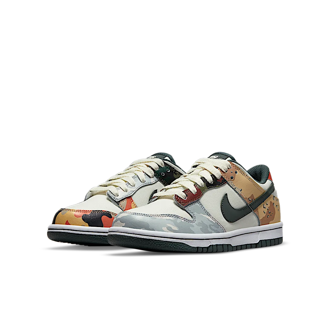 Nike Dunk Low Sail Multi-Camo, Sail/Vintage Green-Total Orange-White (DB1909-100)