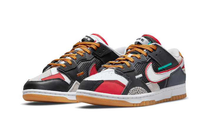 Nike Dunk Low Scrap Black Grey University Red, Black/Neutral Grey-University Red-White (DN1775-001)