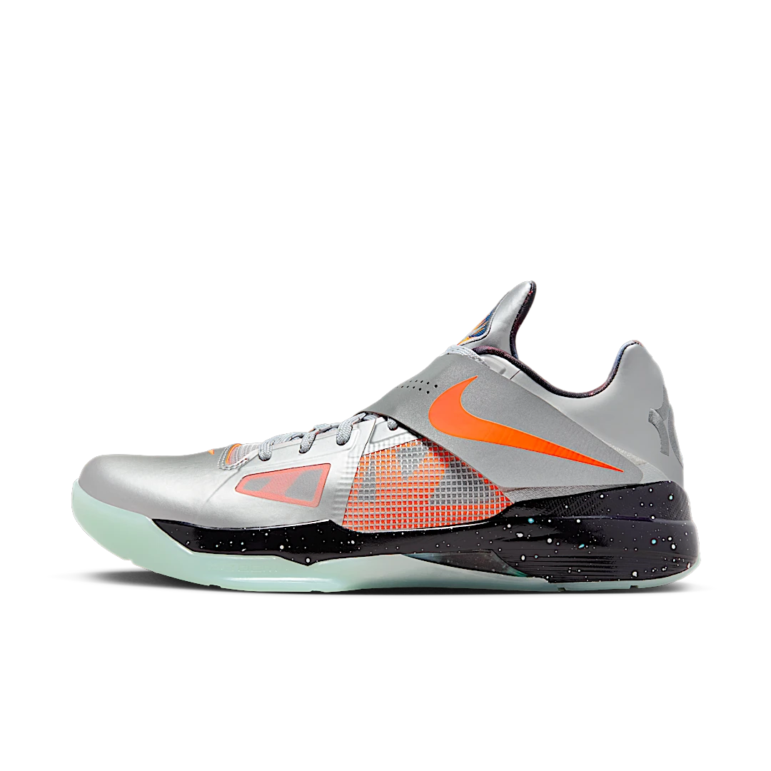 Nike KD 4 Galaxy (2024), Metallic Silver/Total Orange/Dark Grey (FD2635-001)