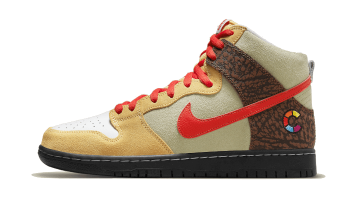 Nike SB Dunk High Color Skates Kebab and Destroy, Light Green/Tan/Brown-Red (CZ2205-700)