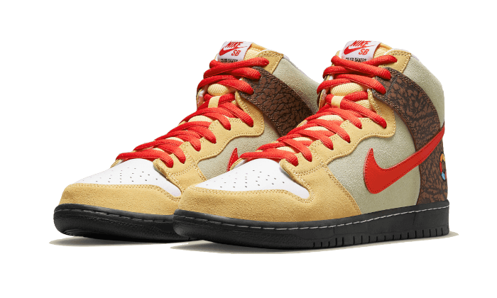 Nike SB Dunk High Color Skates Kebab and Destroy, Light Green/Tan/Brown-Red (CZ2205-700)