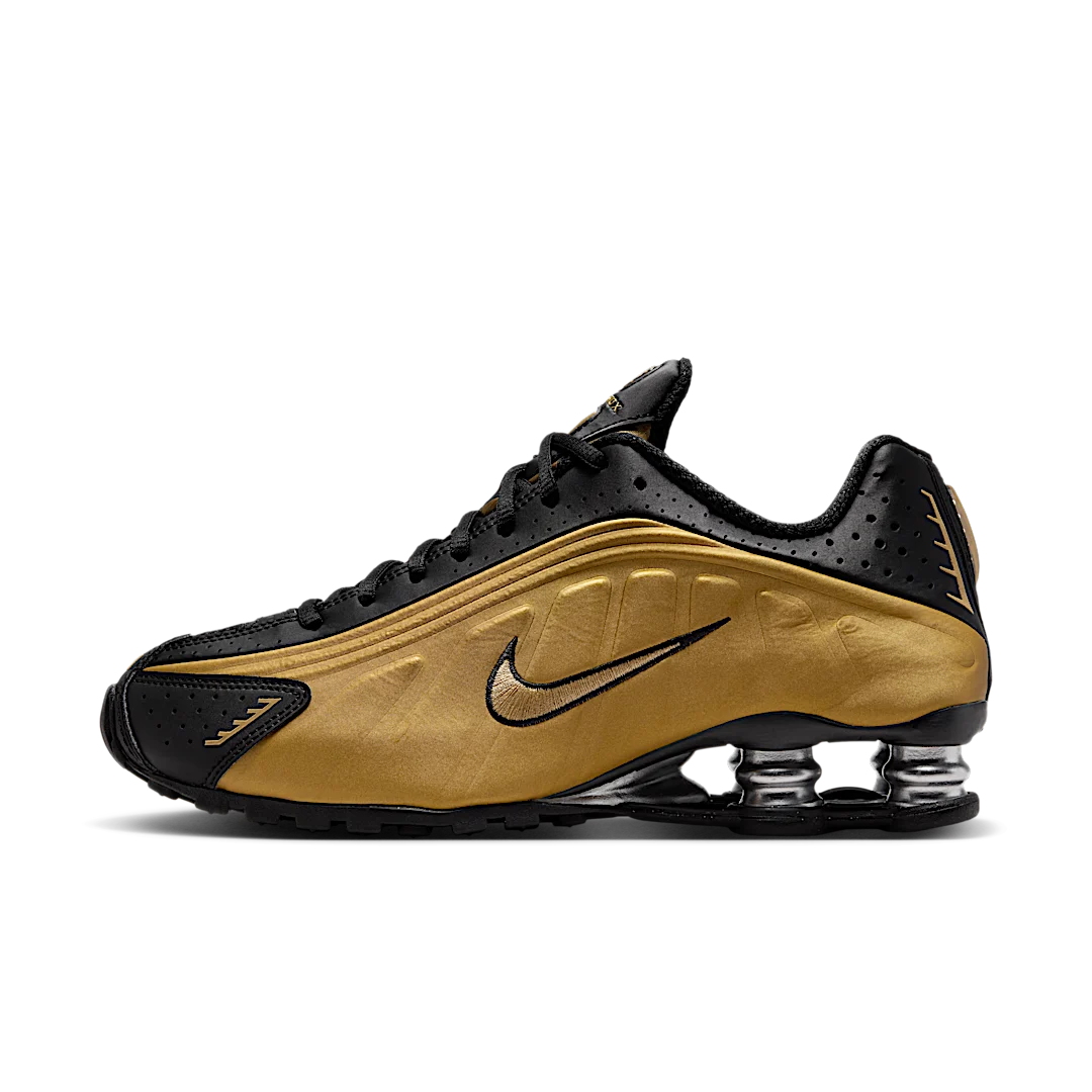 Nike Shox R4 Black Metallic Gold, Black/Metallic Gold/Metallic Silver (AR3565-005)