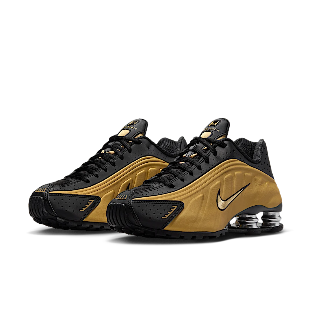 Nike Shox R4 Black Metallic Gold, Black/Metallic Gold/Metallic Silver (AR3565-005)