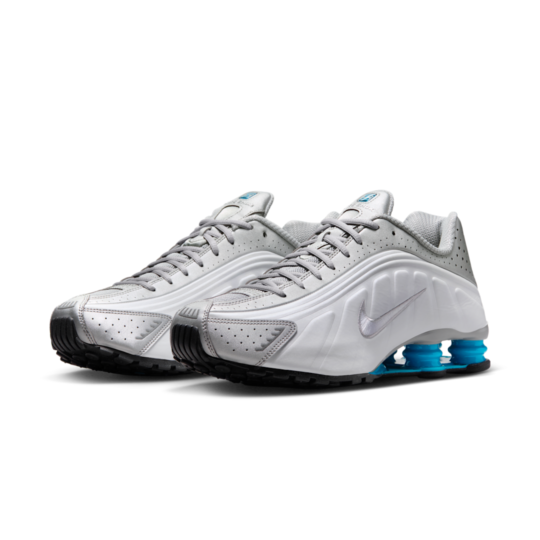 Nike Shox R4 Metallic Silver White Blue Lagoon, Metallic Silver/White/Blue Lagoon/Blue Lagoon (HQ1988-005)