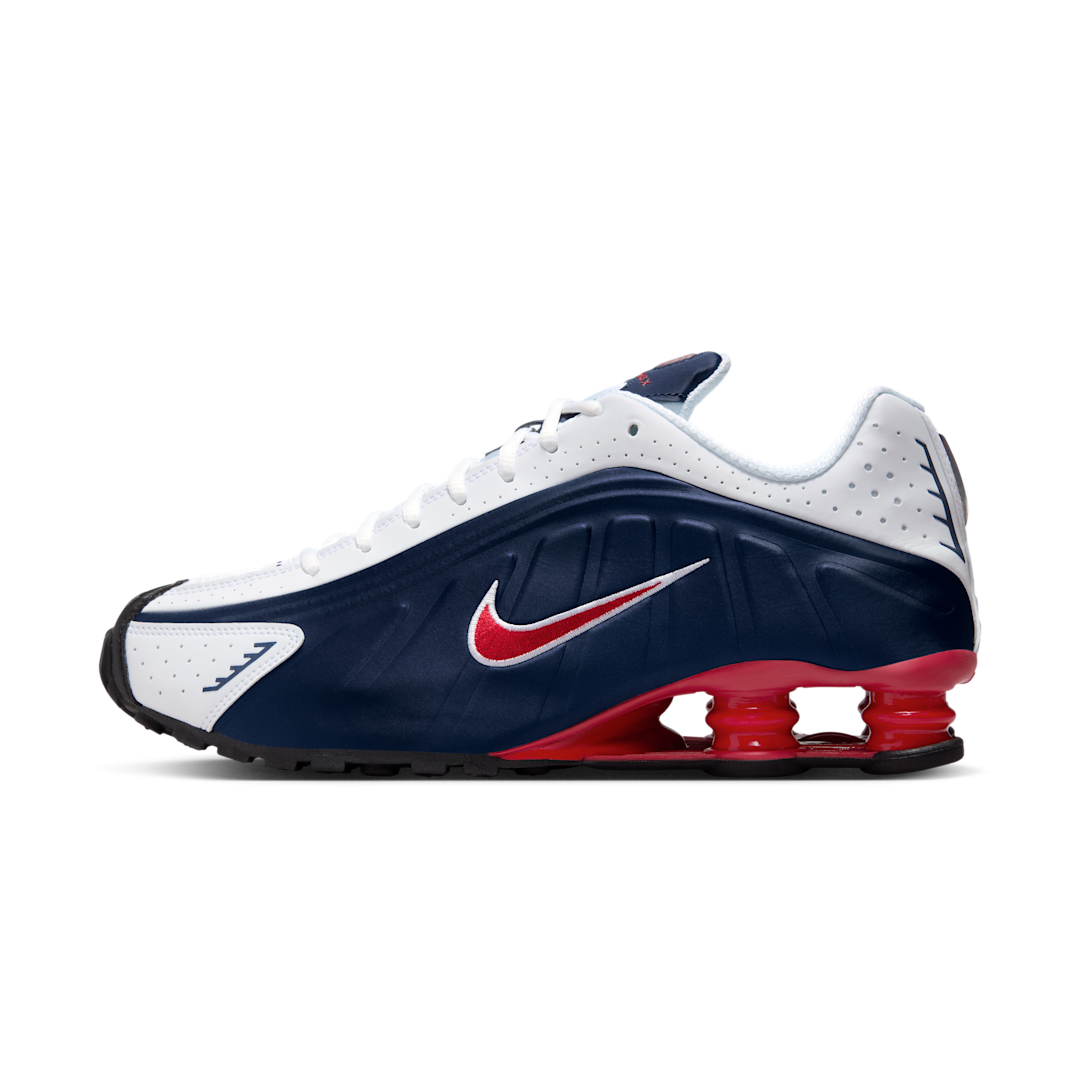 Nike Shox R4 USA (2025), Midnight Navy/White/Metallic Silver/Gym Red (HQ1988-400)