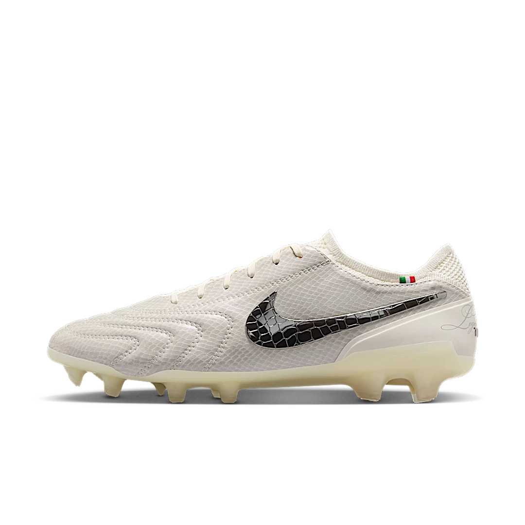 Nike Tiempo Legend 10 Elite Luxe FG Montebelluna Leather White Snakeskin, White/White (FZ1487-100)