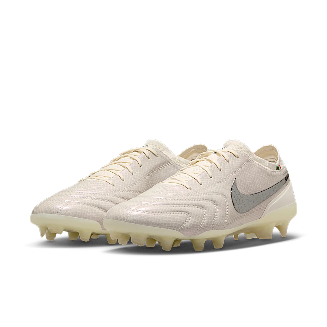 Nike Tiempo Legend 10 Elite Luxe FG Montebelluna Leather White Snakeskin, White/White (FZ1487-100)