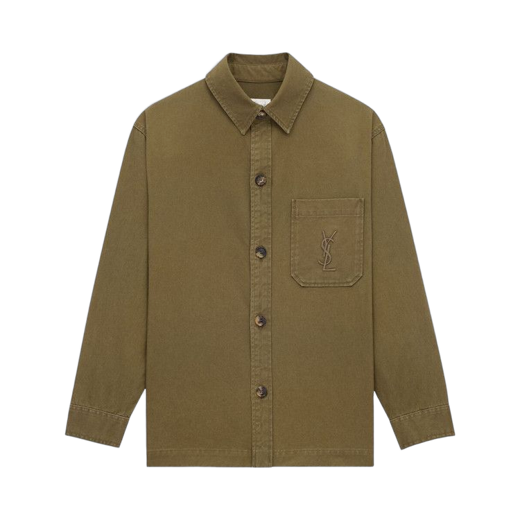 Saint Laurent Solferino Overshirt Vintage Khaki