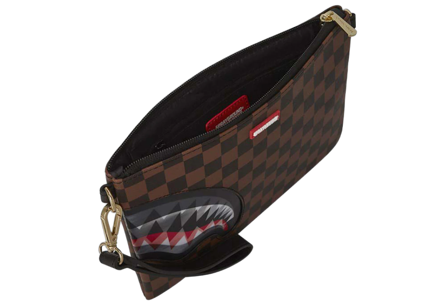 Sprayground Sharks In Paris Lenticular Champ Crossover Clutch Brown Checker