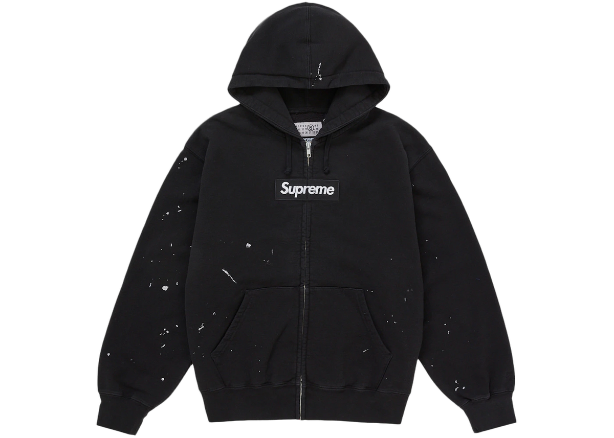 Supreme MM6 Maison Margiela Box Logo Zip Up Hooded Sweatshirt Black