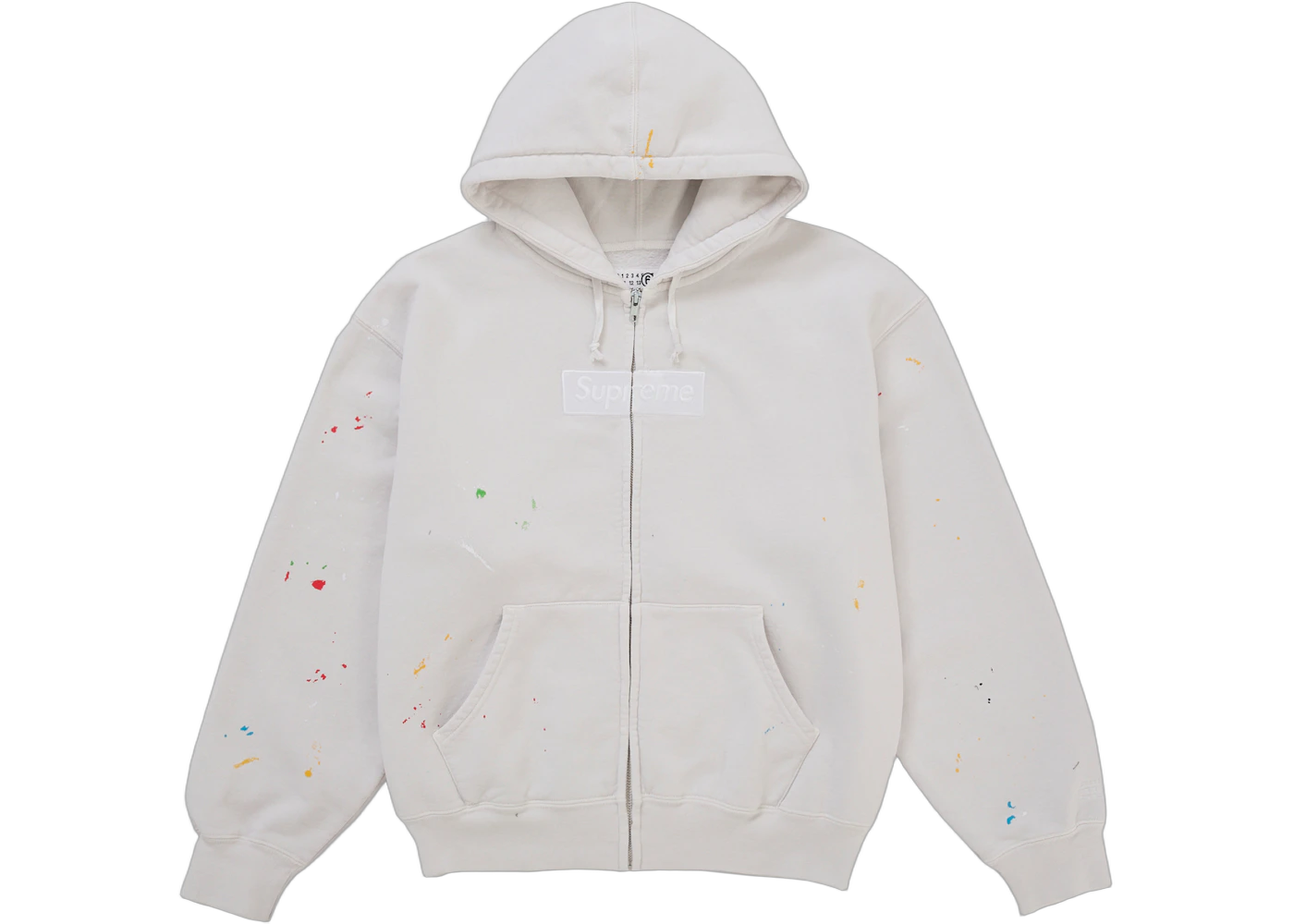 Supreme MM6 Maison Margiela Box Logo Zip Up Hooded Sweatshirt White