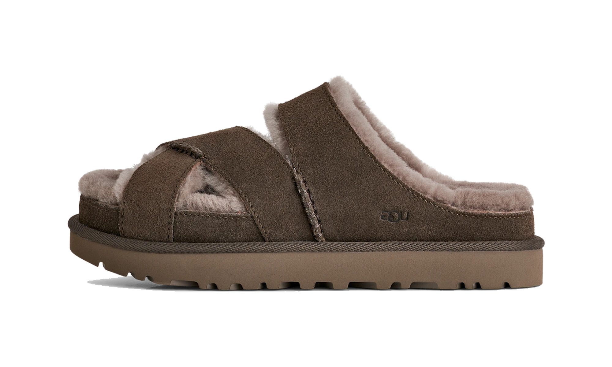 UGG Greenport Cross Strap Slide Dense Smoke