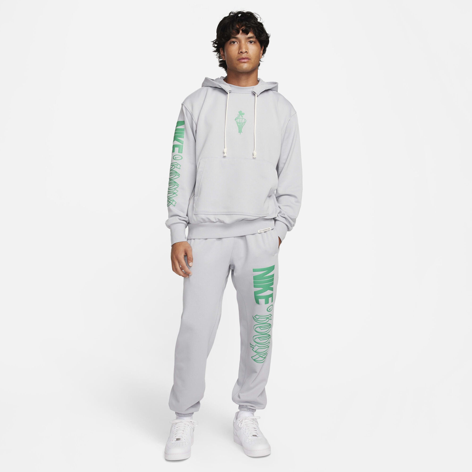 Nike Standard Issue Dri-FIT Pullover Hoodie Wolf Grey/Stadium Green