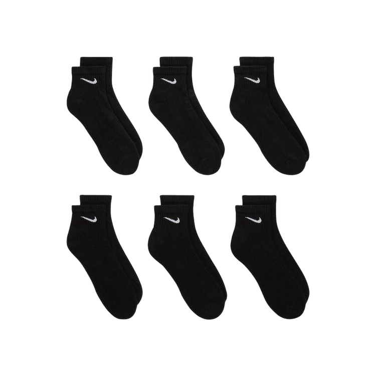 Nike Everyday Cushioned Ankle Socks (6 Pairs) Black/White