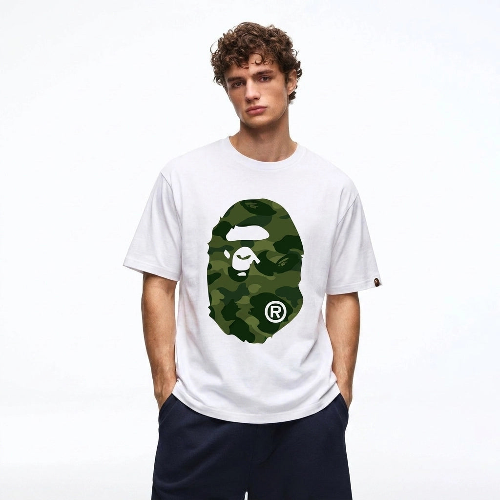 BAPE Color Camo Big Ape Head T-Shirt White Green