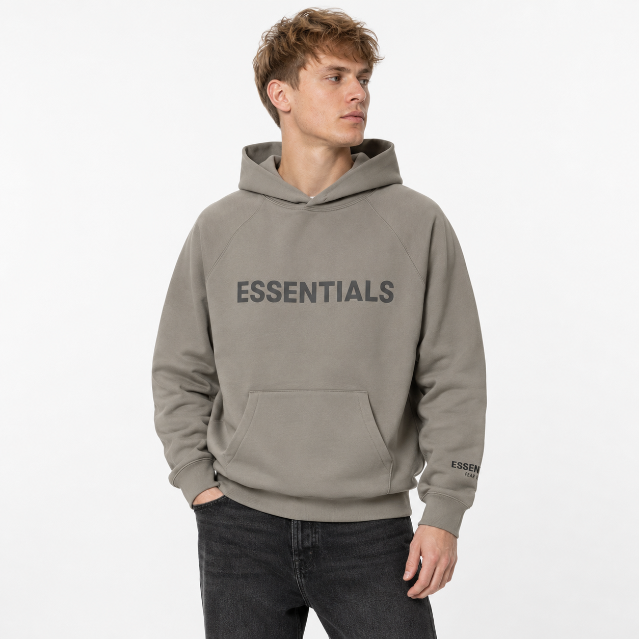 Fear Of God Essentials Pullover Hoodie Applique Logo Cement