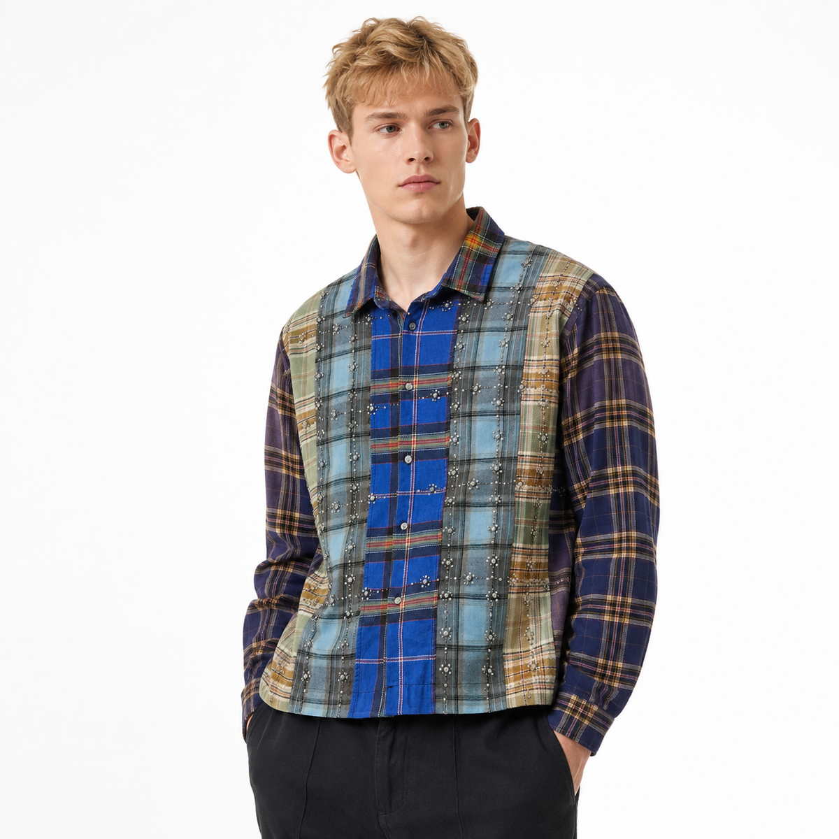 Vale Forever Splash Zone Cool Patchwork L/S Flannel Multicolor